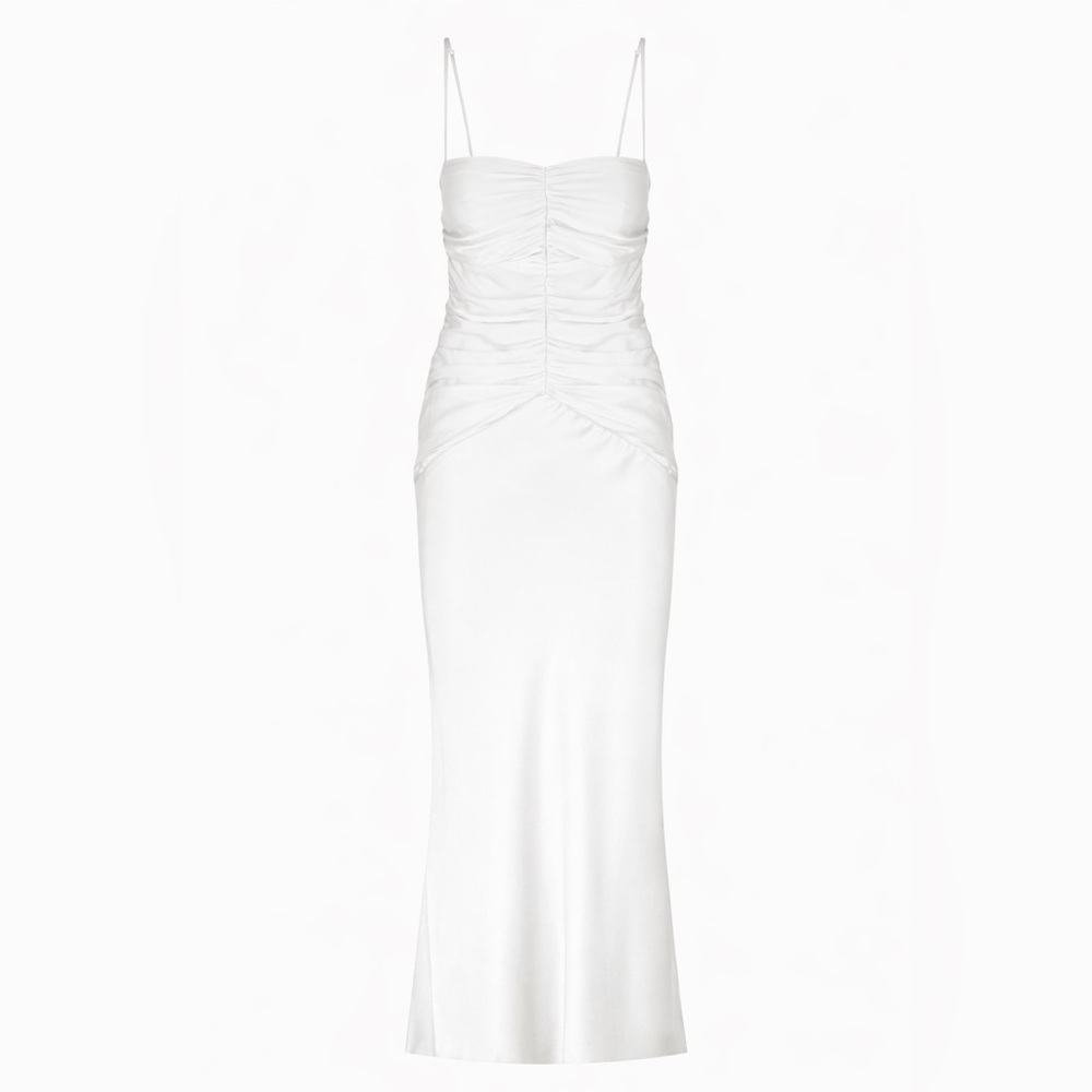 Shona Joy Luxe Ruched Bodice Midi Bridal Dress